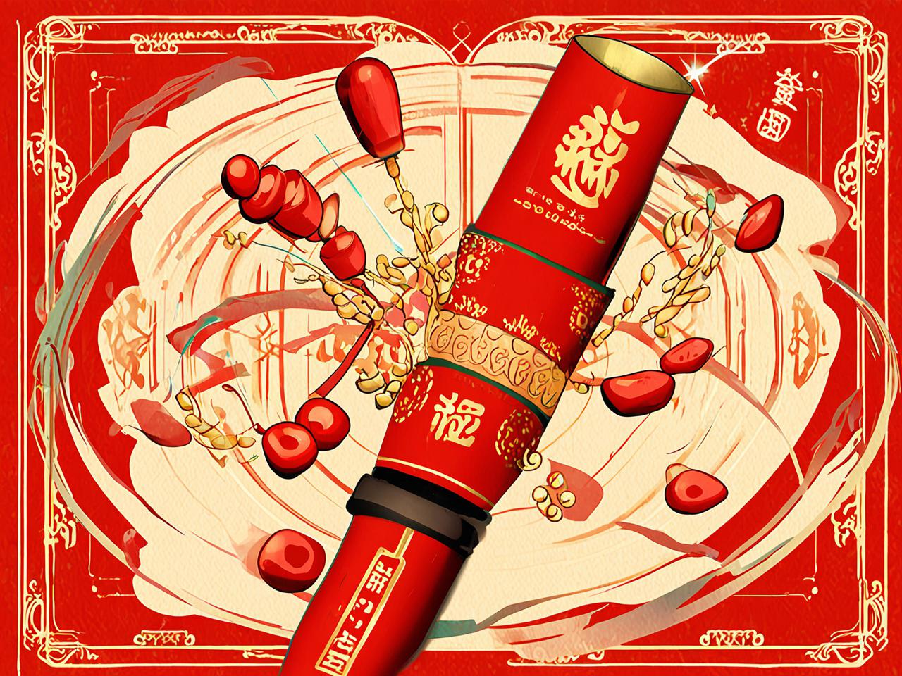 招财鞭炮，传统文化中的福气象征